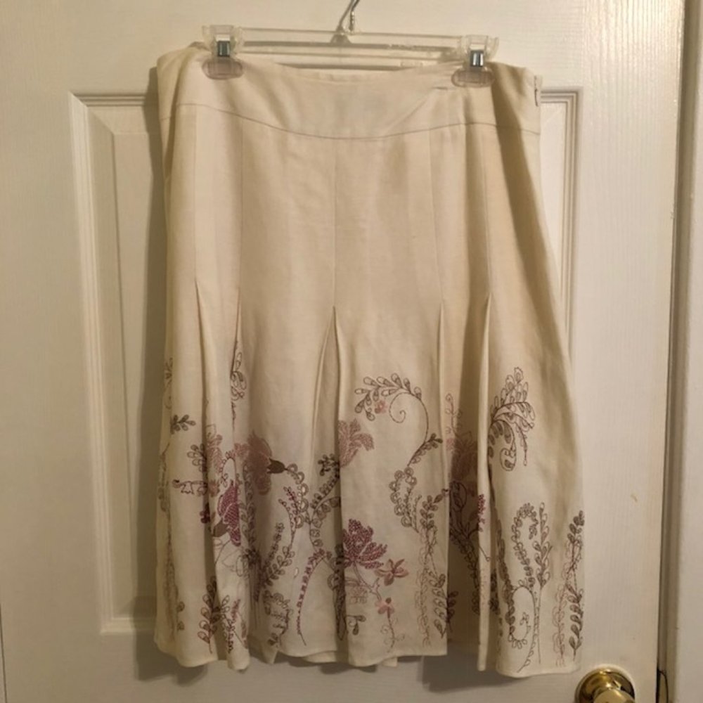 Ann Taylor pastel floral embroidered skirt EUC